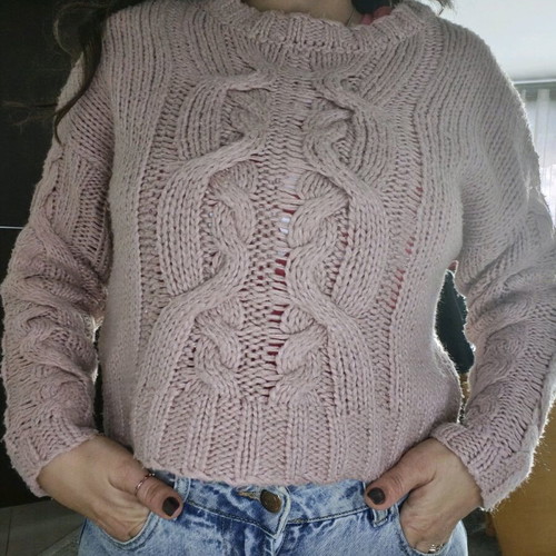 H&M knitted sweater used, pink, size S