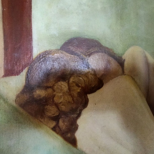 Oil painting on canvas "In the Arms of Morpheus" used, signed, 1989
