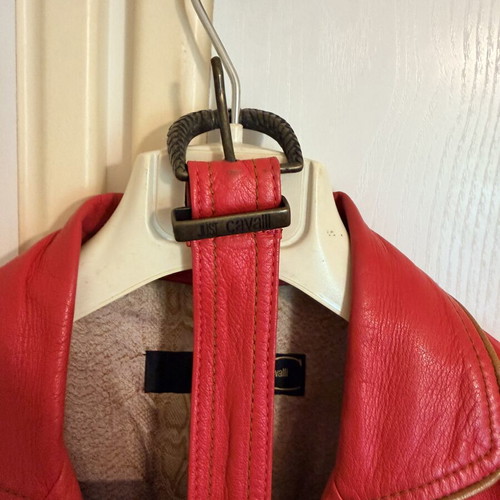 Just Cavalli women's leather jacket coral color like new size 40 IT (S)