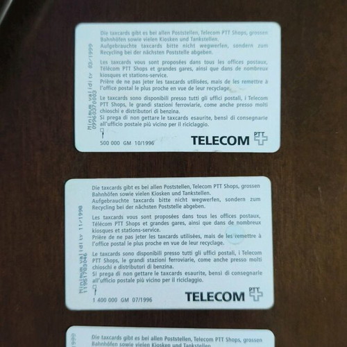 Swiss phone cards used, pack of 3