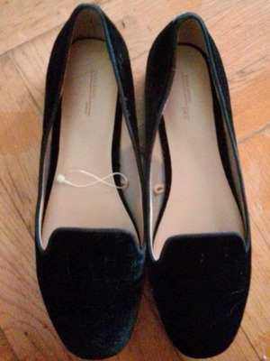 Zara ballet flats new black suede with leather sole size 39