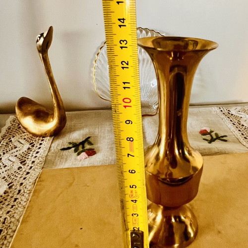 Brass Bud Vases set of two vintage polished, like new