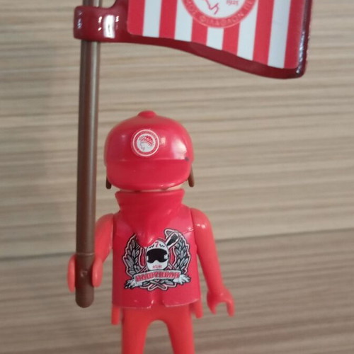 Playmobil Olympiacos Fan Figure like new with team flag