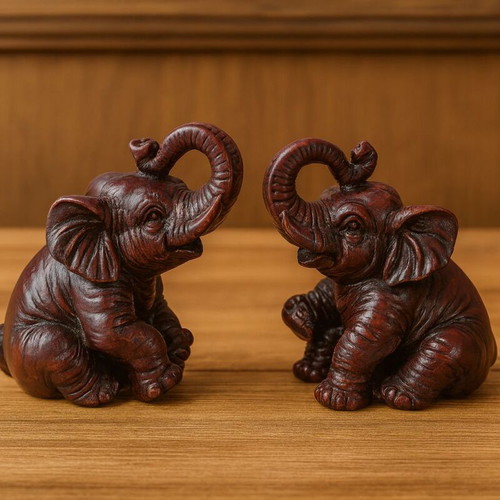 Elephant figurines used, Feng Suei, pair, 5cm