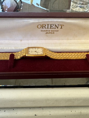 Orient Vintage Quartz Tank Watch Gold-Tone Like New