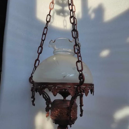 Traditional ceiling lamp like new, bronze finish