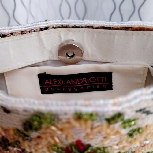 Beaded bag Alexi Andriotti used, multicolor brocade fabric