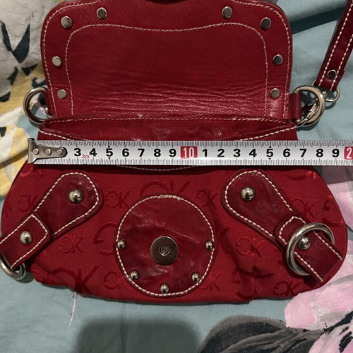 Gianna Kazakou shoulder bag used, red, leather and fabric