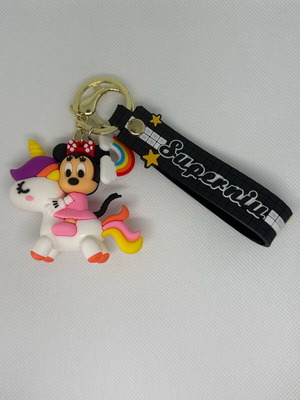 Mini pink keychain with bonus stickers