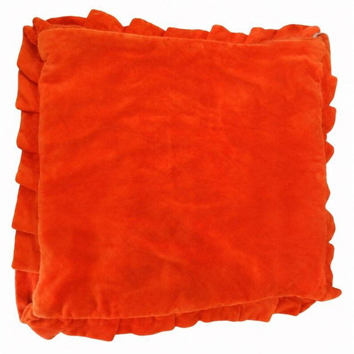 Vintage German Velvet Pillowcase 70s Orange 38×37 cm