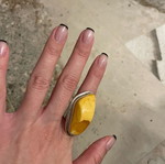 Silver ring with amber stone used, handmade
