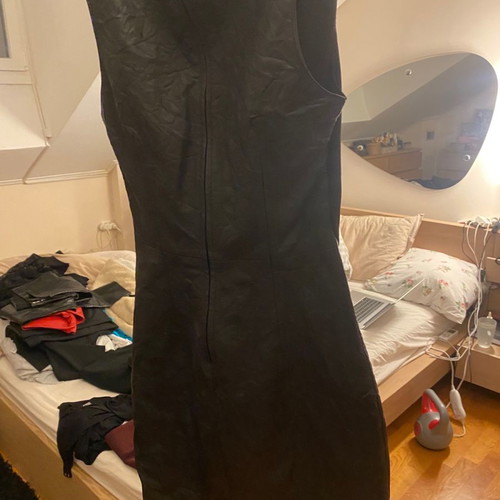 Gestuz dress half leather half fabric black