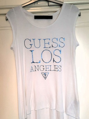 Guess Los Angeles White Sleeveless T-Shirt like new, XS