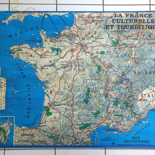 France map old used double-sided 100x124 cm