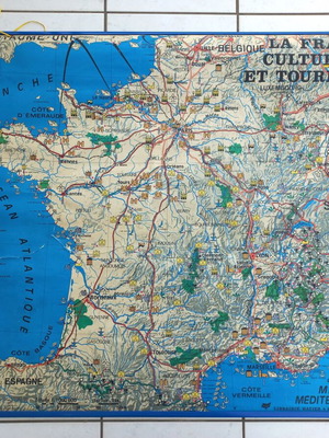 France map old used double-sided 100x124 cm