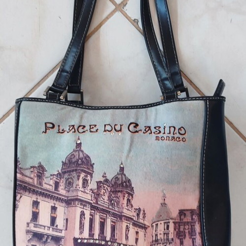 Y Not? Shoulder Bag used, Place du Casino Monaco design, multicolor