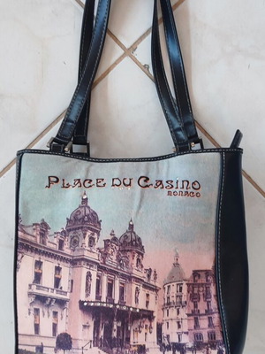 Y Not? Shoulder Bag used, Place du Casino Monaco design, multicolor