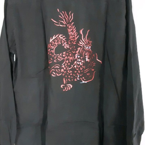 Corduroy shirt with dragon on back like new, black and red, size XL