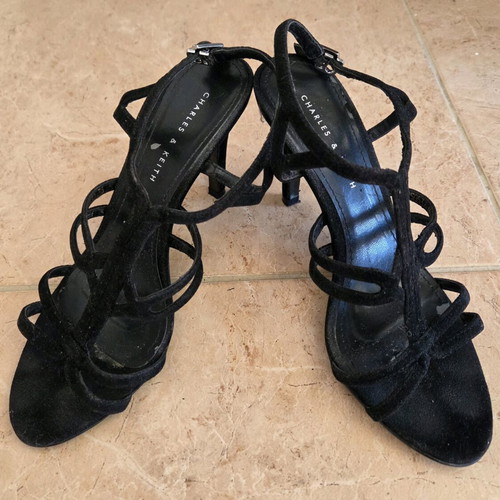 Charles & Keith strappy heeled sandals used, black, size 36