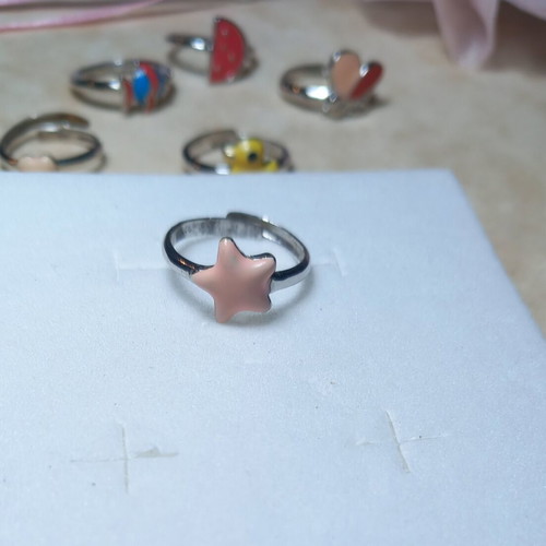 Silver 925° children's star ring with enamel, new, adjustable size