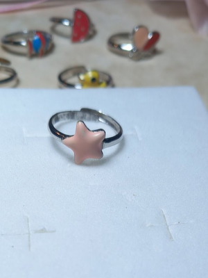 Silver 925° children's star ring with enamel, new, adjustable size