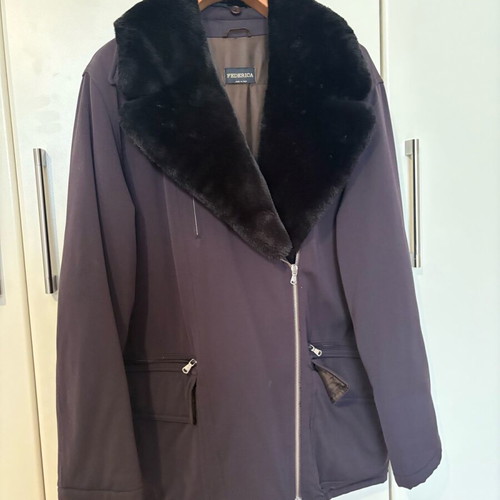 Federica jacket used with lining and fur collar, size L