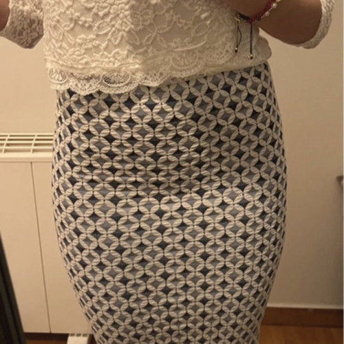 Zara fitted skirt like new, gray and blue, size S