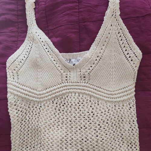 Zara crochet top boho chic L unused, white beige