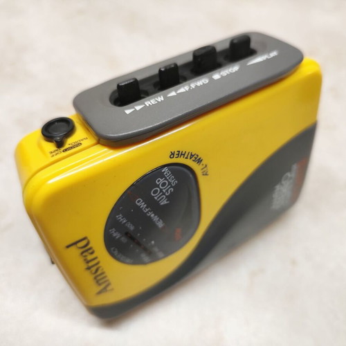 Amstrad All Weather Sports Vintage Walkman used, yellow cassette radio