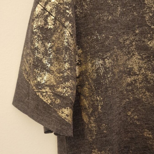 Zara short-sleeve shirt with design like new, gray and gold, size S