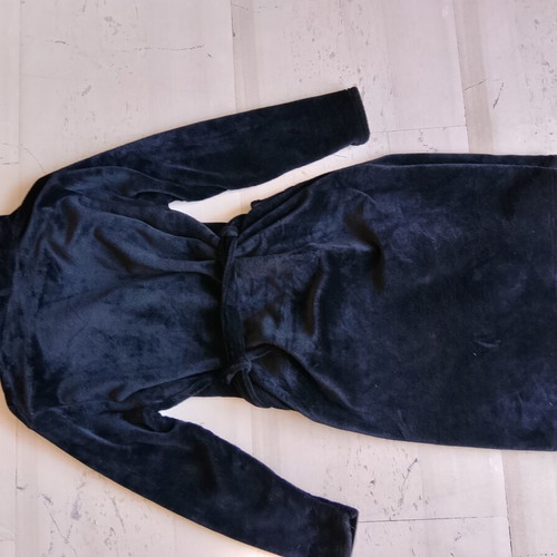 Cool women's cotton fleece bathrobe, size M, black