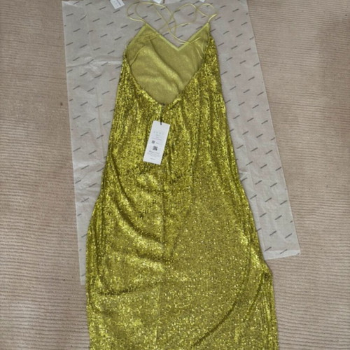AGGI by Halewski Maxi Sequin Dress new, green-yellow
