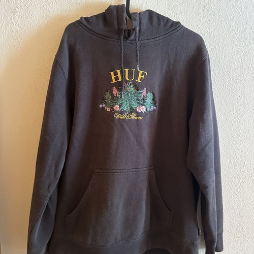 HUF Wild Flowers hoodie, large, gray