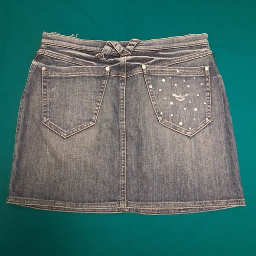 Mini denim skirt with strass Armani Junior like new, blue, size 158 cm