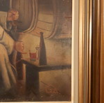 Ελαιογραφία σε ξύλο «Μοναχός στο κελάρι» του Eduard von Grützner