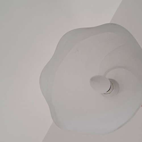 Glass ceiling light, ice color with white waves