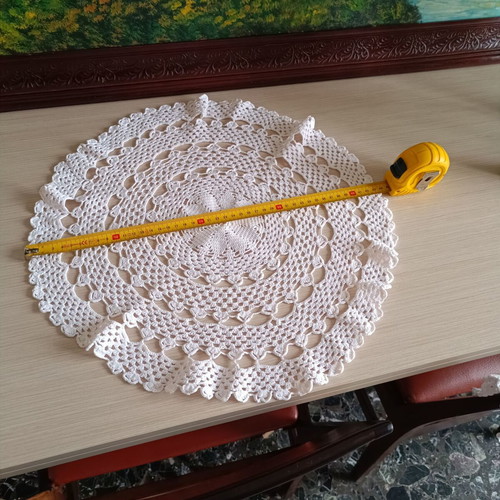 Handmade crocheted doilies used, set of 2, 40 cm