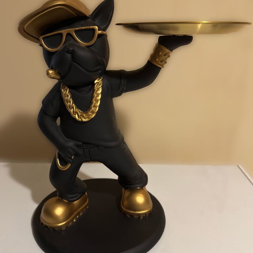 Bulldog decorative figure with tray, like new