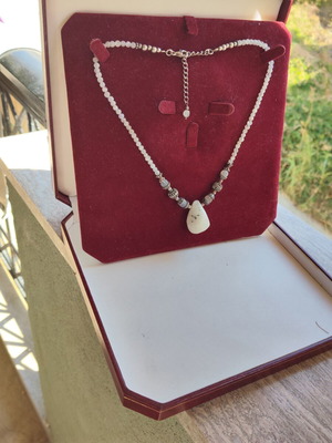 925 silver moonstone necklace, adjustable 40-45 cm