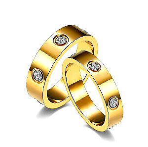 Δαχτυλίδι με Καρφωτά Ζιργκόν σε Χρυσή Απόχρωση