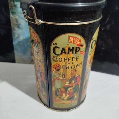 Vintage tin coffee box used, decorative