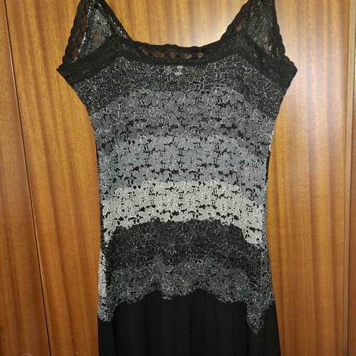 Mini elastic dress with straps like new, XS/S, black and gray