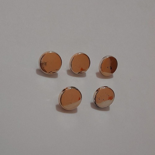 Metal decorative buttons used, set of 5, gold color