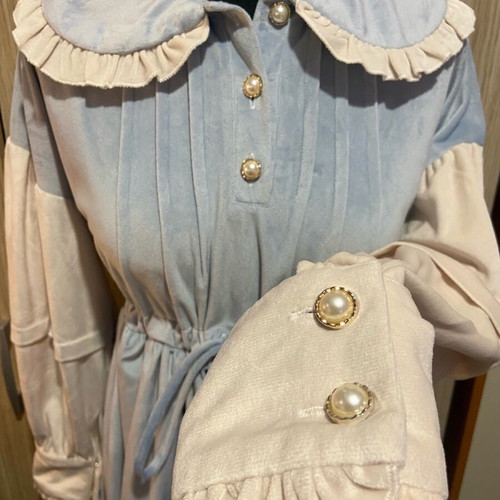 Velvet Lolita Dress like new, grayish blue and beige