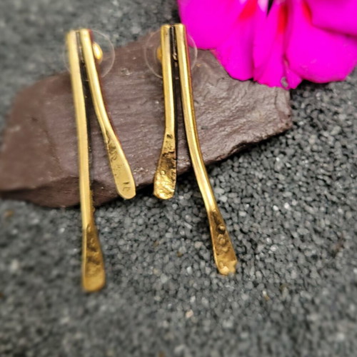 Bronze gold-tone earrings, partially handmade