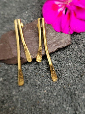 Bronze gold-tone earrings, partially handmade