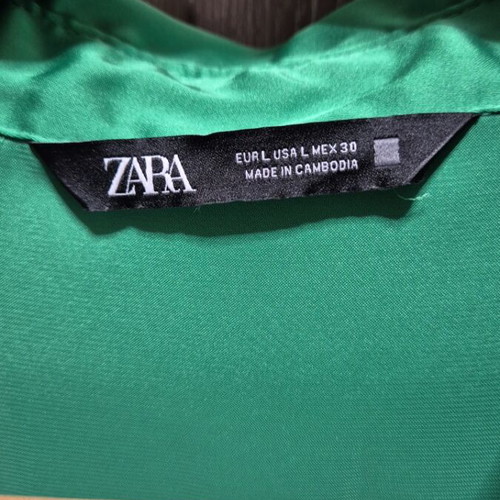 Zara women's satin shirt like new, green, size L