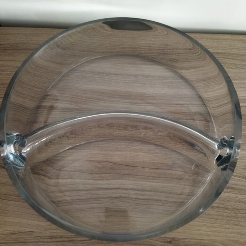 Carlyle Crystal handmade mouth blown 2-section bowl platter new