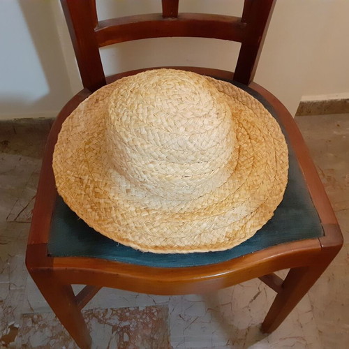 Straw women's hat like new, beige, size M