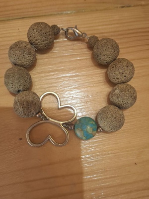 Handmade bracelet with lava stones like new, brown